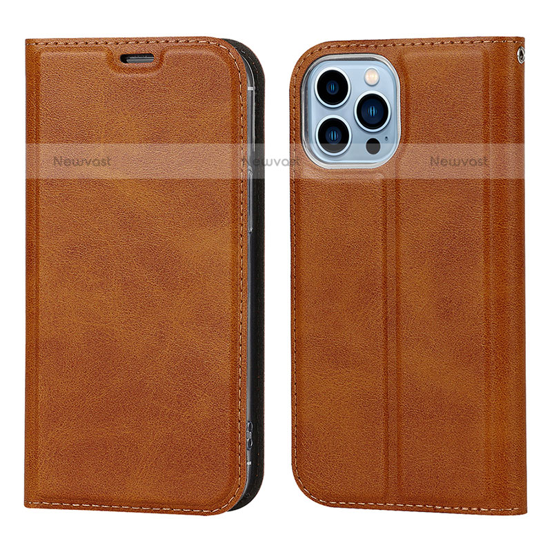 Leather Case Stands Flip Cover L11 Holder for Apple iPhone 16 Pro Brown