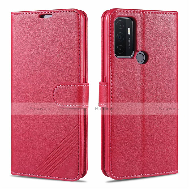 Leather Case Stands Flip Cover L11 Holder for Oppo A32 Red