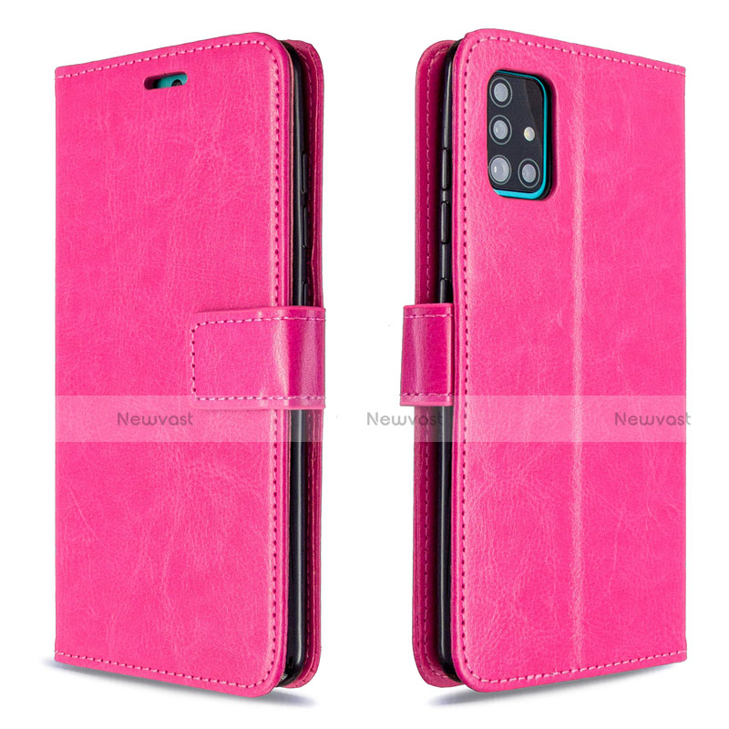 Leather Case Stands Flip Cover L11 Holder for Samsung Galaxy A51 5G Hot Pink