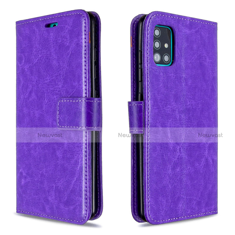 Leather Case Stands Flip Cover L11 Holder for Samsung Galaxy A51 5G Purple