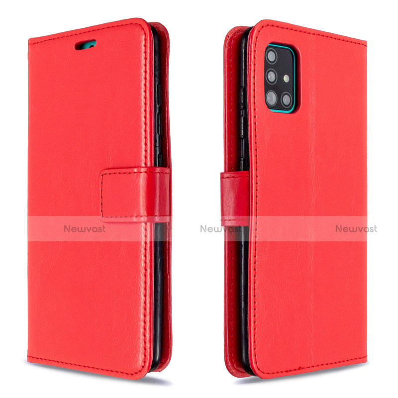 Leather Case Stands Flip Cover L11 Holder for Samsung Galaxy A51 5G Red