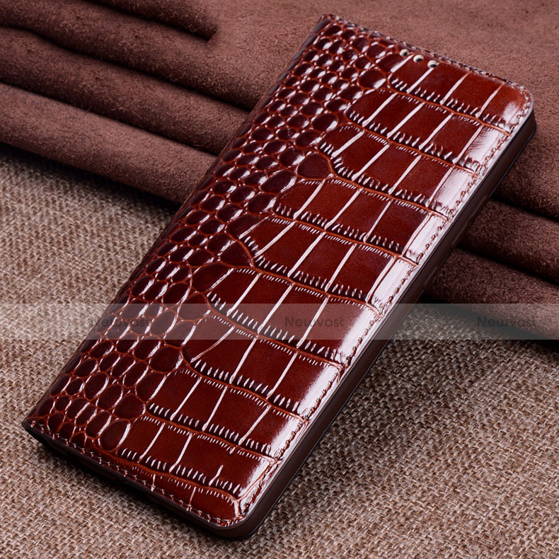 Leather Case Stands Flip Cover L11 Holder for Xiaomi Mi 10 Brown