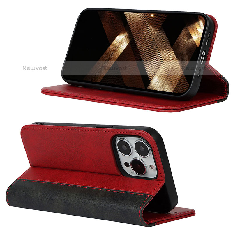 Leather Case Stands Flip Cover L12 Holder for Apple iPhone 15 Pro