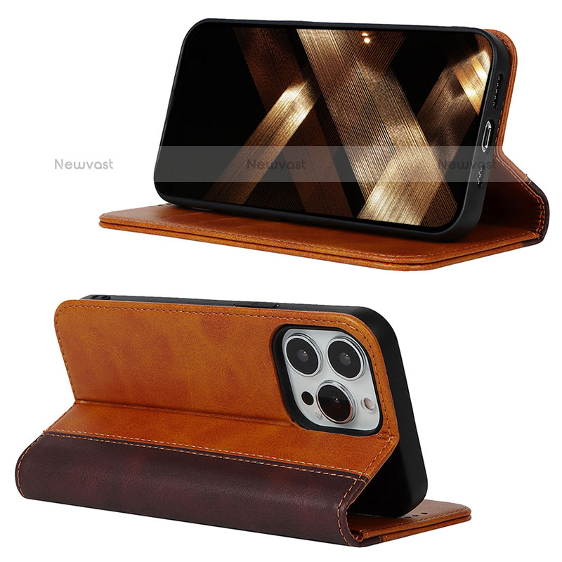 Leather Case Stands Flip Cover L12 Holder for Apple iPhone 15 Pro