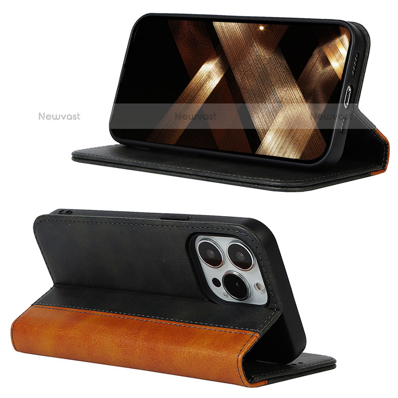 Leather Case Stands Flip Cover L12 Holder for Apple iPhone 15 Pro