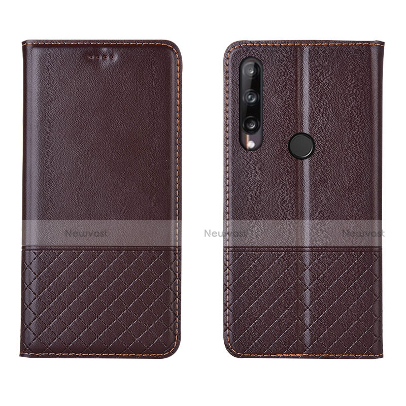 Leather Case Stands Flip Cover L12 Holder for Huawei Honor 9C Brown