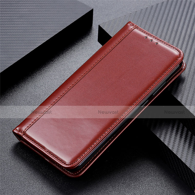 Leather Case Stands Flip Cover L12 Holder for Huawei Nova 6 SE Brown