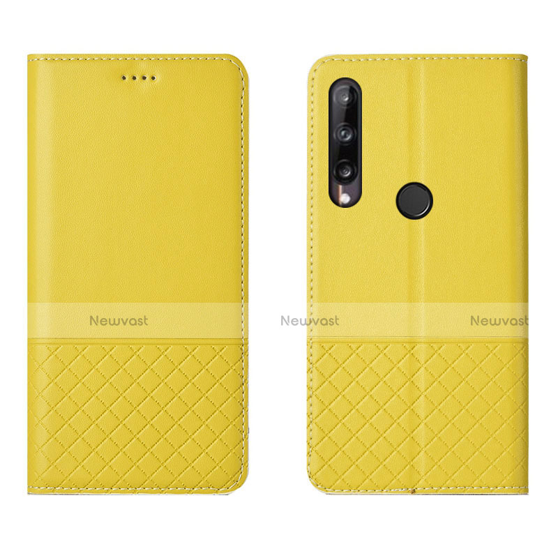 Leather Case Stands Flip Cover L12 Holder for Huawei Y7p Yellow