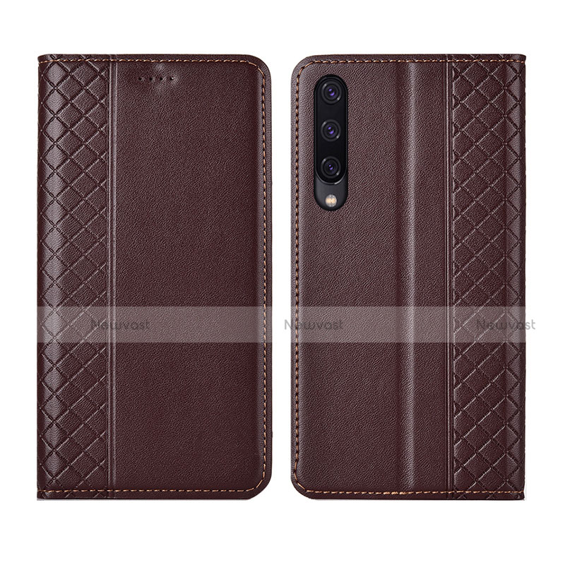 Leather Case Stands Flip Cover L12 Holder for Huawei Y9s Brown