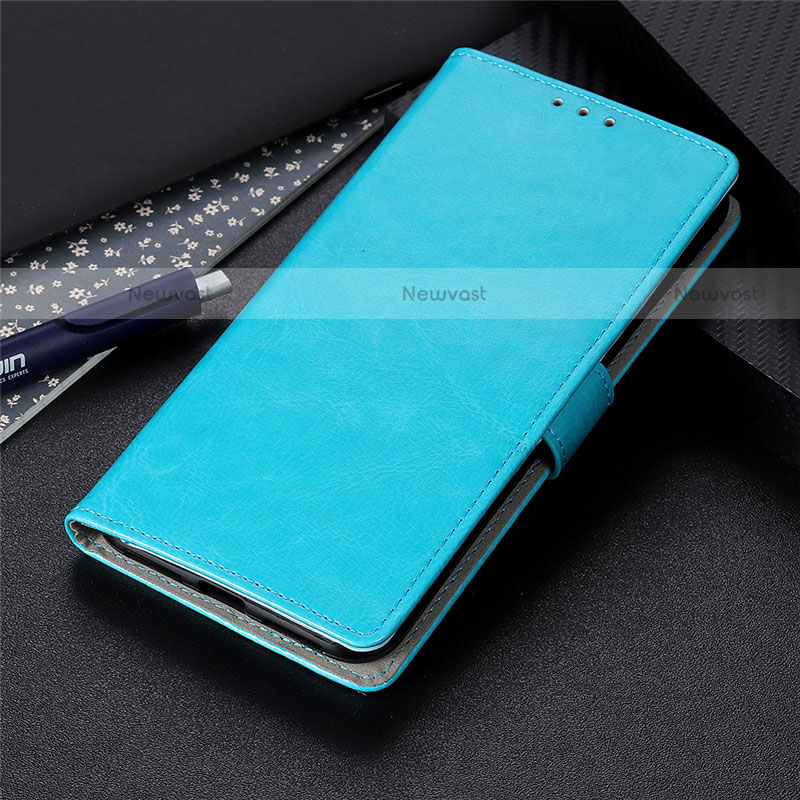 Leather Case Stands Flip Cover L12 Holder for Motorola Moto Edge Sky Blue