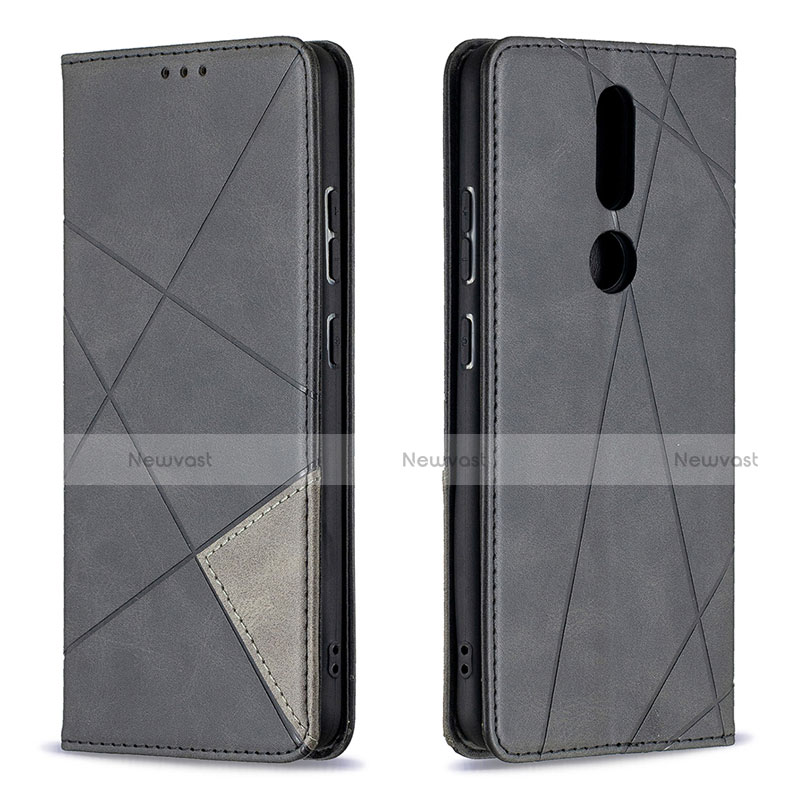 Leather Case Stands Flip Cover L12 Holder for Nokia 2.4 Black