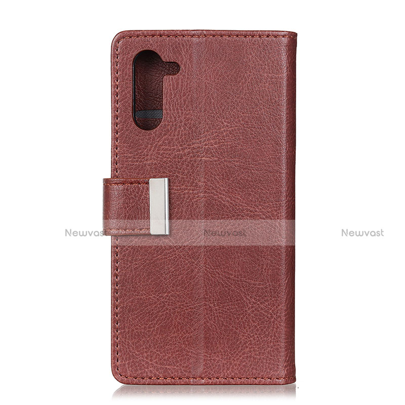 Leather Case Stands Flip Cover L12 Holder for Realme 6 Pro Brown