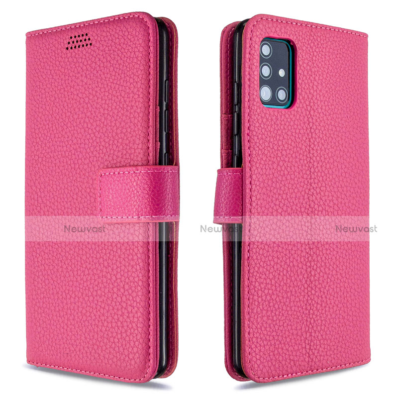 Leather Case Stands Flip Cover L12 Holder for Samsung Galaxy A51 5G Hot Pink