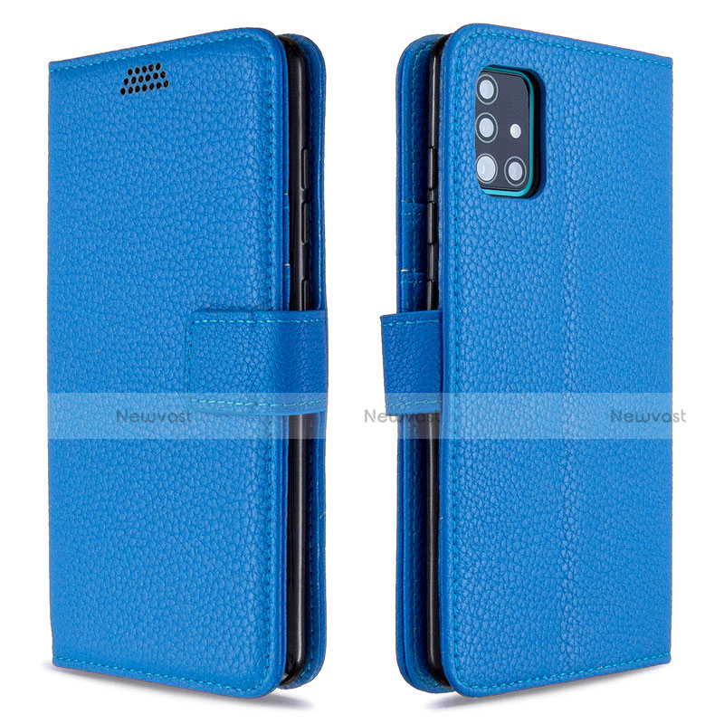 Leather Case Stands Flip Cover L12 Holder for Samsung Galaxy A51 5G Sky Blue