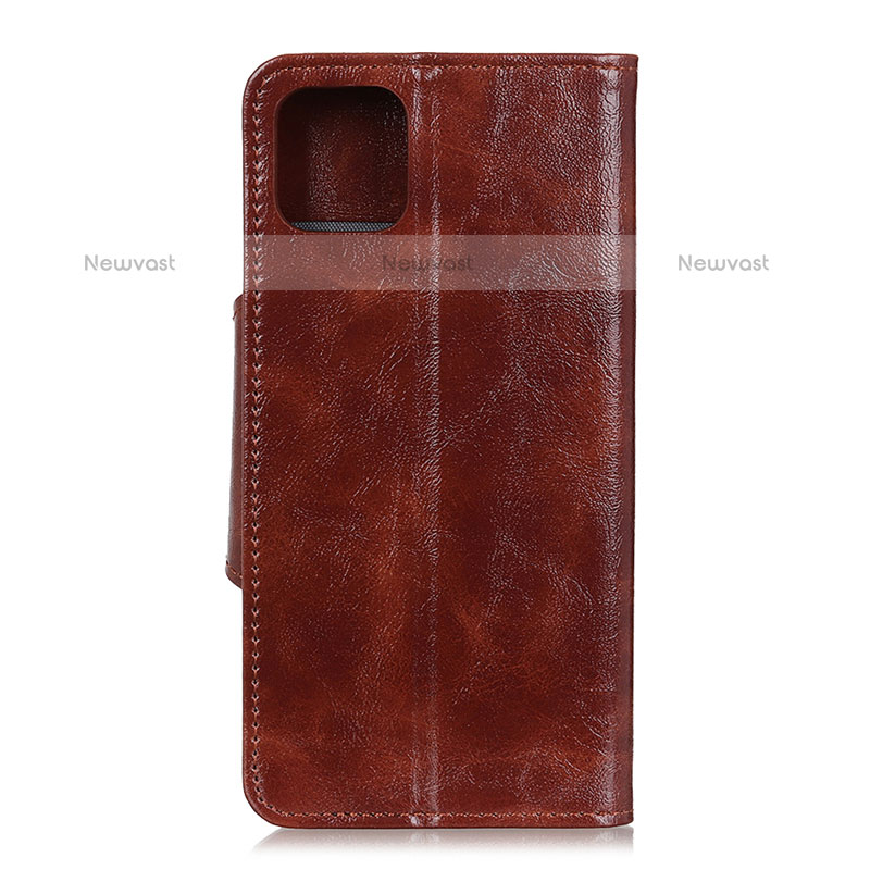 Leather Case Stands Flip Cover L12 Holder for Samsung Galaxy A71 4G A715 Brown