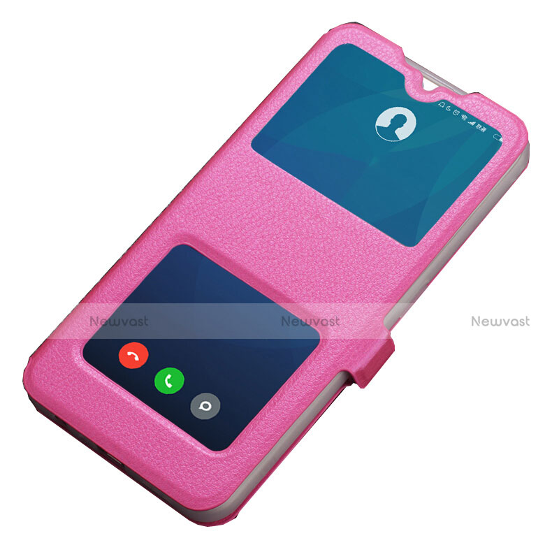 Leather Case Stands Flip Cover L12 Holder for Xiaomi Redmi 8A Hot Pink