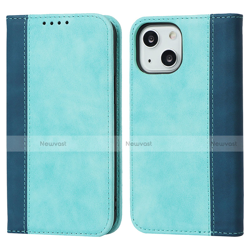 Leather Case Stands Flip Cover L13 Holder for Apple iPhone 13 Sky Blue