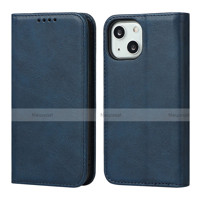 Leather Case Stands Flip Cover L14 Holder for Apple iPhone 13 Mini Blue