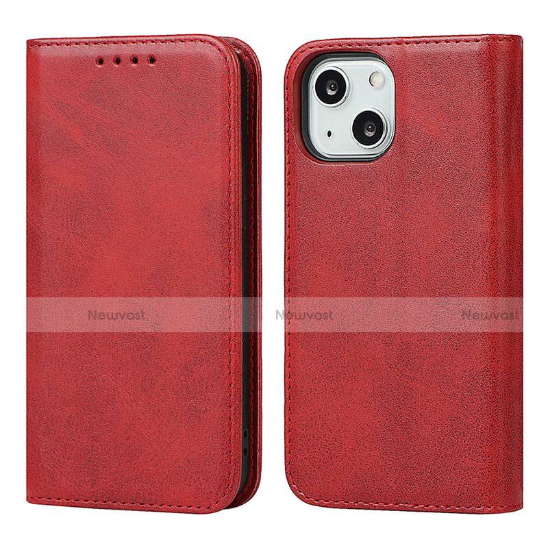 Leather Case Stands Flip Cover L14 Holder for Apple iPhone 13 Mini Red