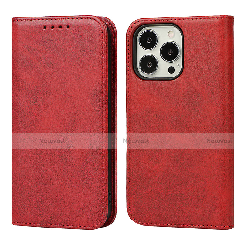 Leather Case Stands Flip Cover L14 Holder for Apple iPhone 13 Pro Red