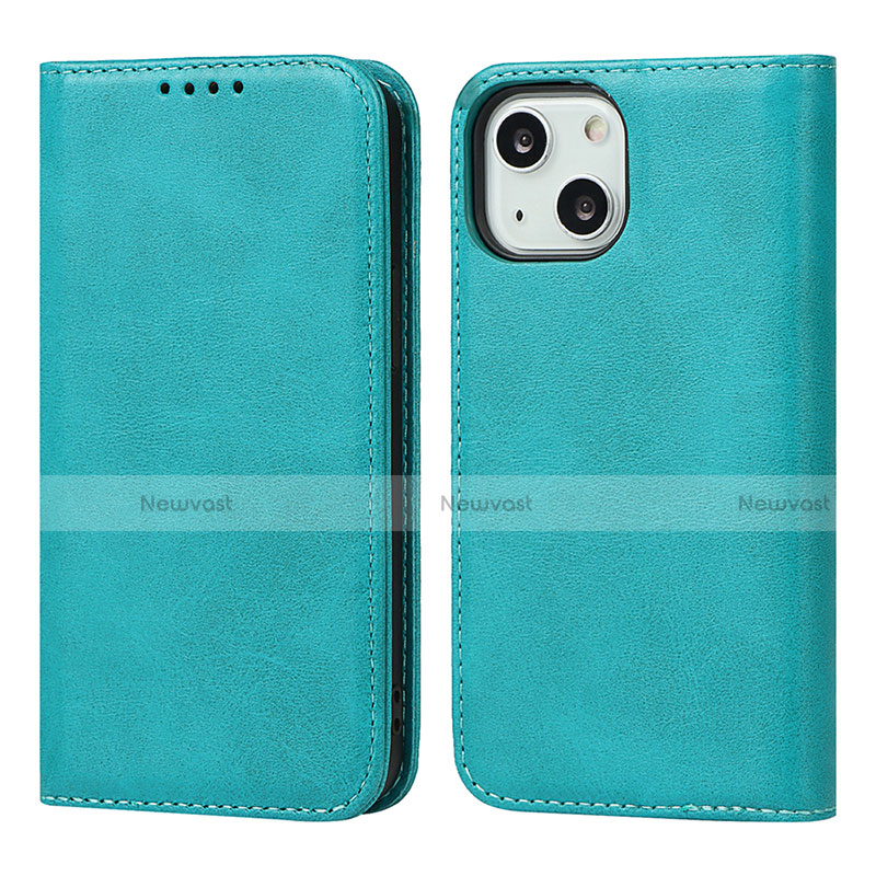 Leather Case Stands Flip Cover L14 Holder for Apple iPhone 13 Sky Blue