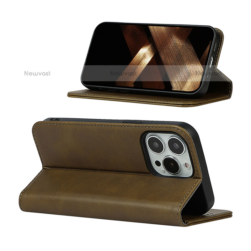 Leather Case Stands Flip Cover L14 Holder for Apple iPhone 15 Pro