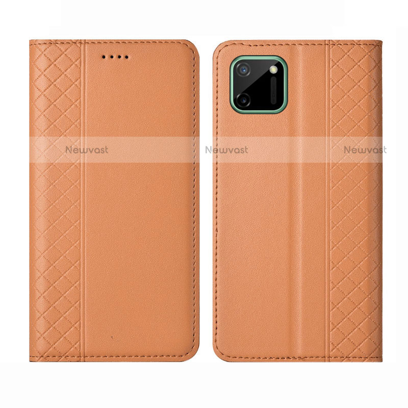 Leather Case Stands Flip Cover L14 Holder for Realme C11 Orange