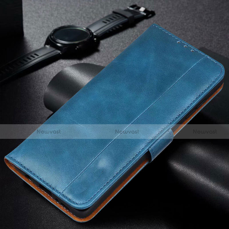 Leather Case Stands Flip Cover L14 Holder for Samsung Galaxy M21s Blue