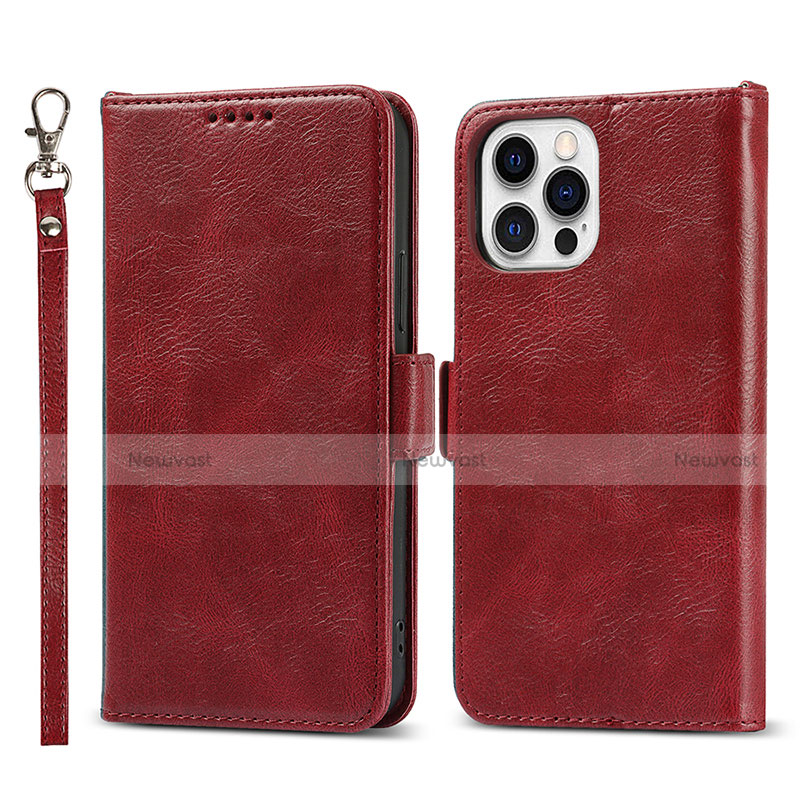 Leather Case Stands Flip Cover L15 Holder for Apple iPhone 13 Pro Red