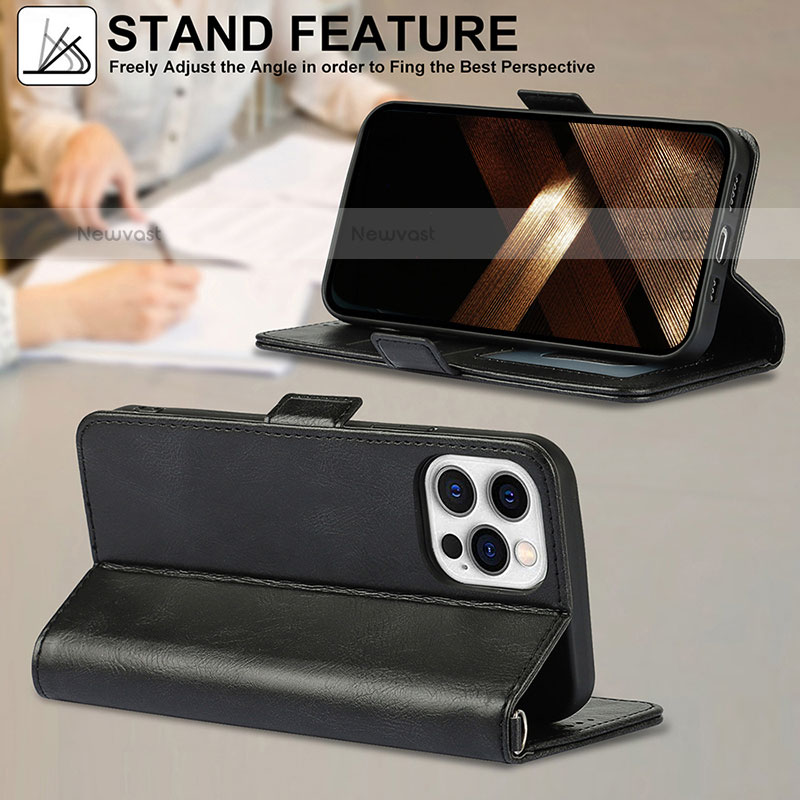 Leather Case Stands Flip Cover L15 Holder for Apple iPhone 15 Pro