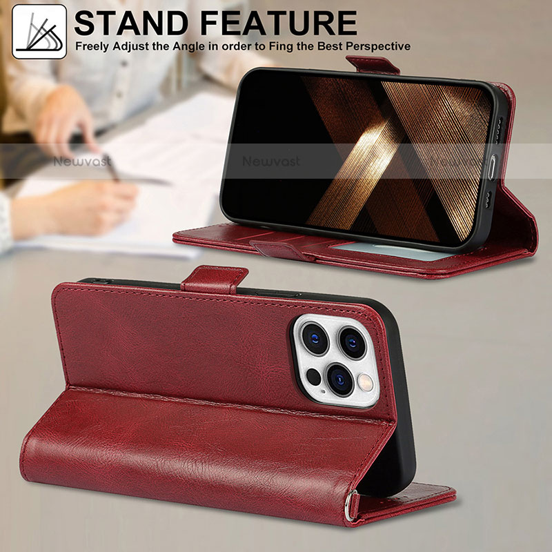 Leather Case Stands Flip Cover L15 Holder for Apple iPhone 15 Pro