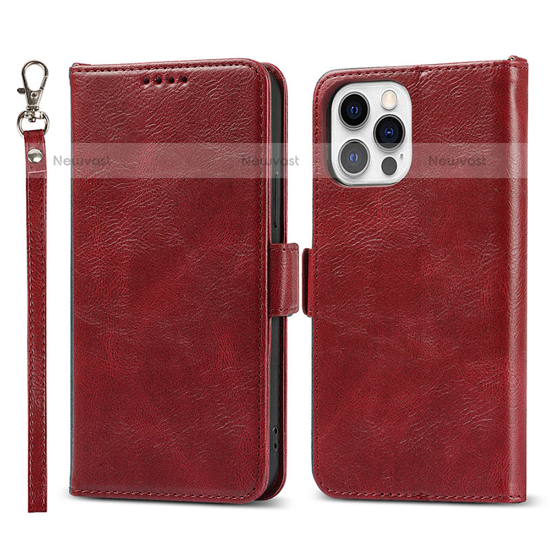 Leather Case Stands Flip Cover L15 Holder for Apple iPhone 15 Pro Max Red