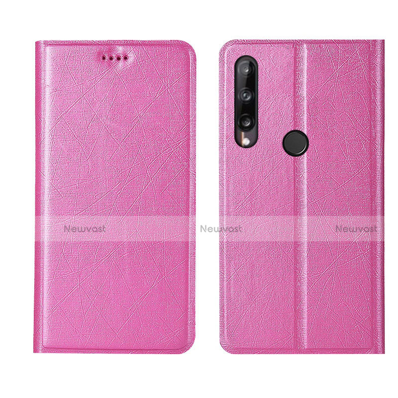 Leather Case Stands Flip Cover L15 Holder for Huawei Y7p Pink