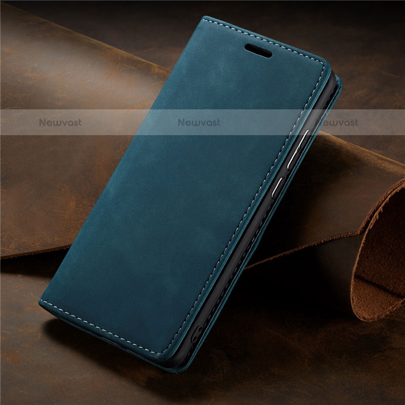 Leather Case Stands Flip Cover L15 Holder for Samsung Galaxy A71 4G A715 Blue