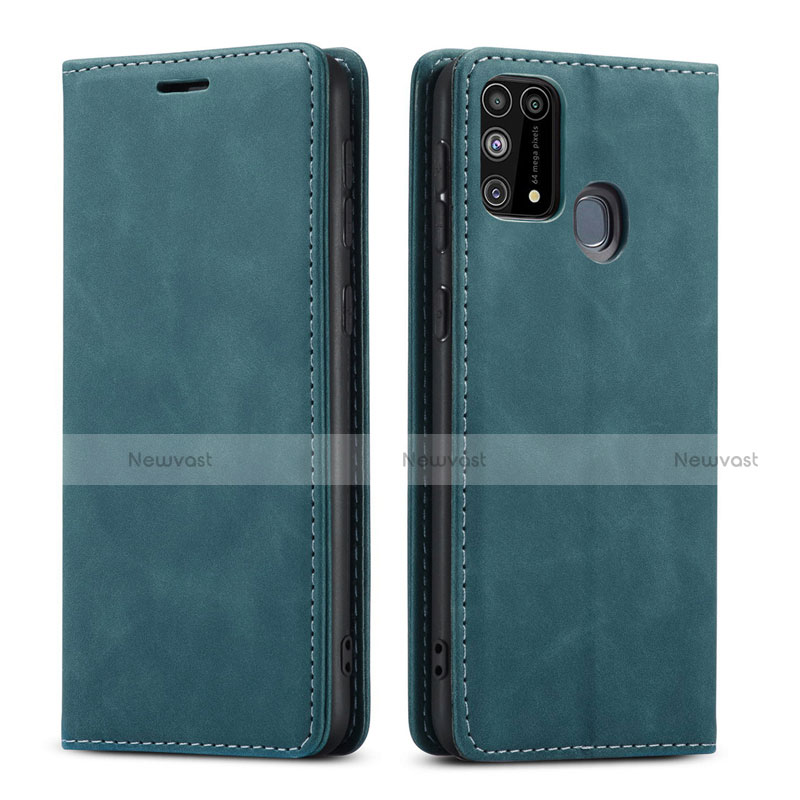 Leather Case Stands Flip Cover L15 Holder for Samsung Galaxy M31 Green