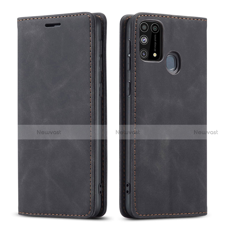 Leather Case Stands Flip Cover L15 Holder for Samsung Galaxy M31 Prime Edition Black