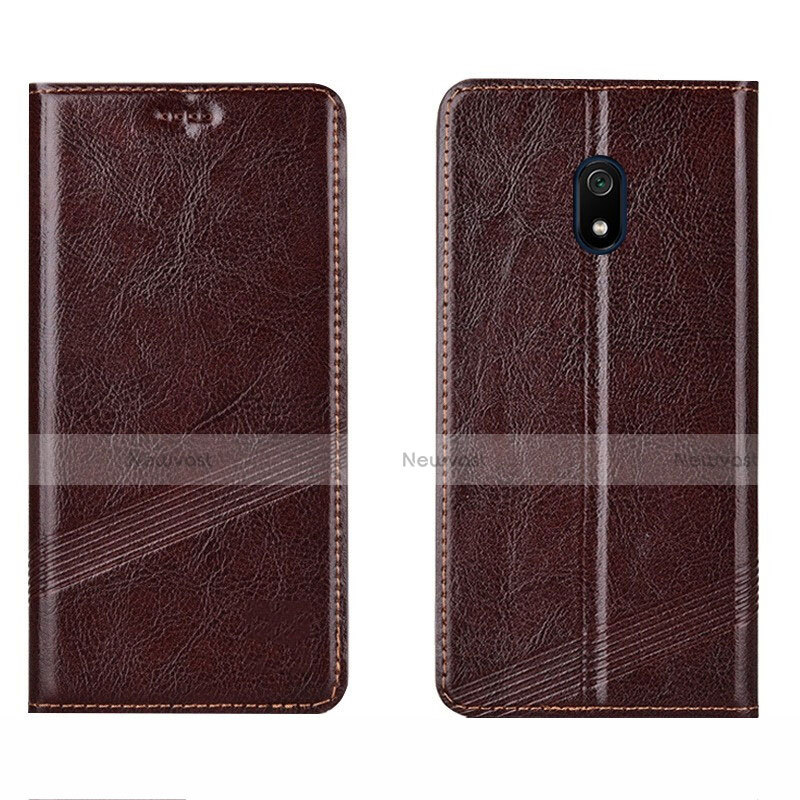 Leather Case Stands Flip Cover L15 Holder for Xiaomi Redmi 8A Brown