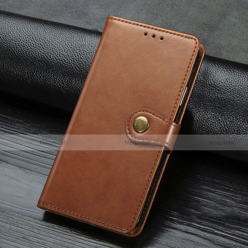 Leather Case Stands Flip Cover L16 Holder for Huawei Y7p Brown