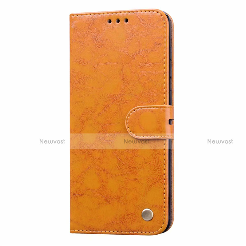 Leather Case Stands Flip Cover L16 Holder for Samsung Galaxy A31 Orange