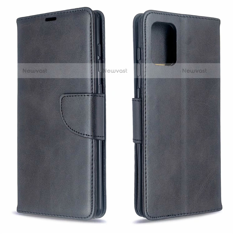 Leather Case Stands Flip Cover L16 Holder for Samsung Galaxy A71 4G A715 Black