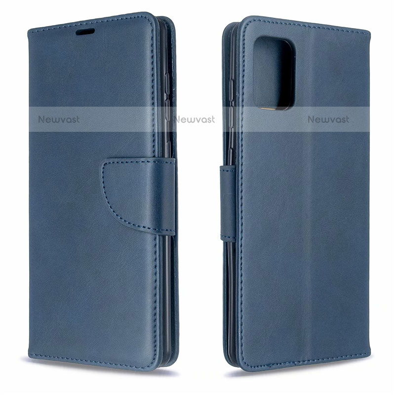 Leather Case Stands Flip Cover L16 Holder for Samsung Galaxy A71 4G A715 Blue