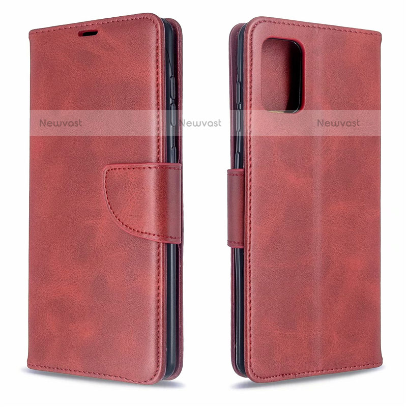 Leather Case Stands Flip Cover L16 Holder for Samsung Galaxy A71 4G A715 Red