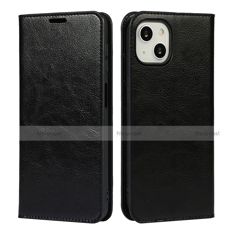 Leather Case Stands Flip Cover L17 Holder for Apple iPhone 13 Mini Black