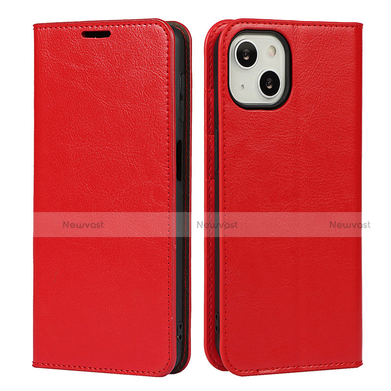 Leather Case Stands Flip Cover L17 Holder for Apple iPhone 13 Mini Red