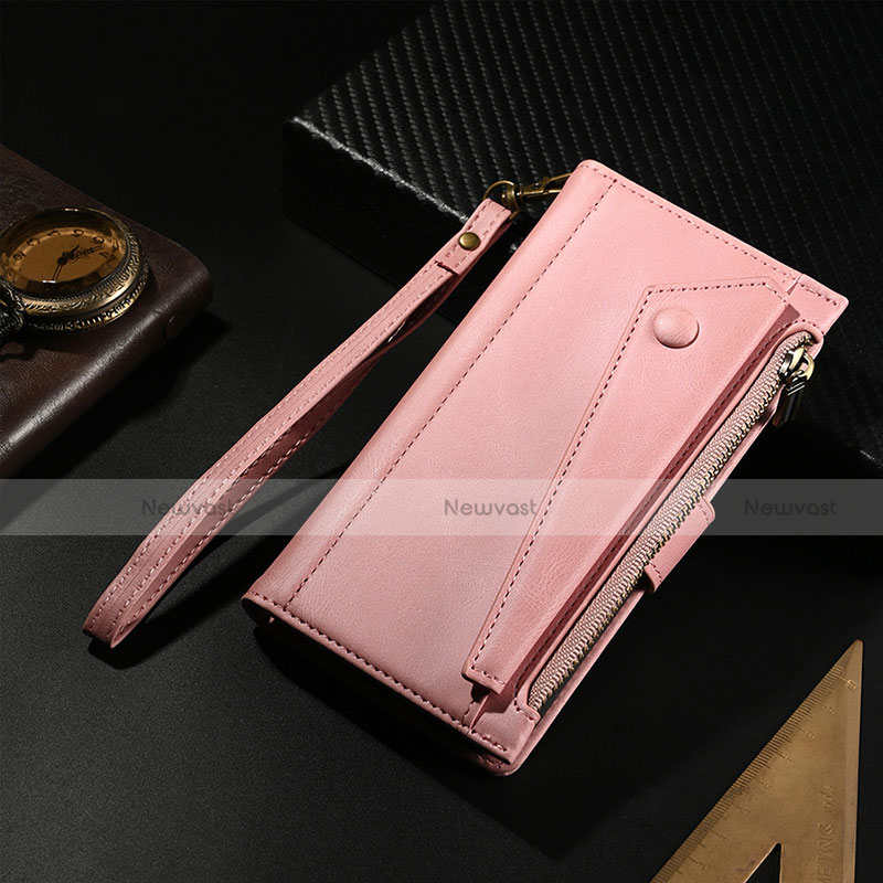 Leather Case Stands Flip Cover L17 Holder for Apple iPhone 13 Pro Max Rose Gold