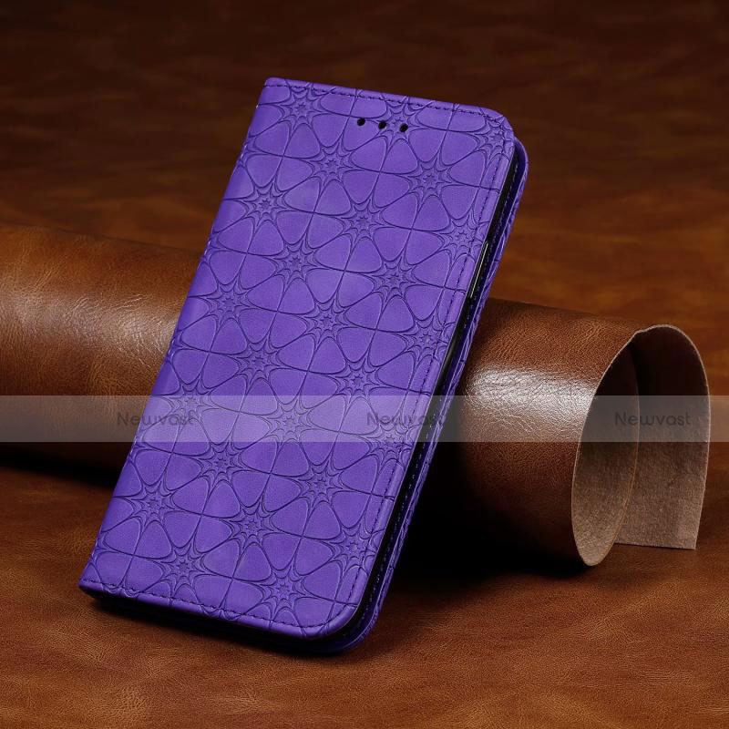 Leather Case Stands Flip Cover L17 Holder for Huawei P40 Lite E Purple