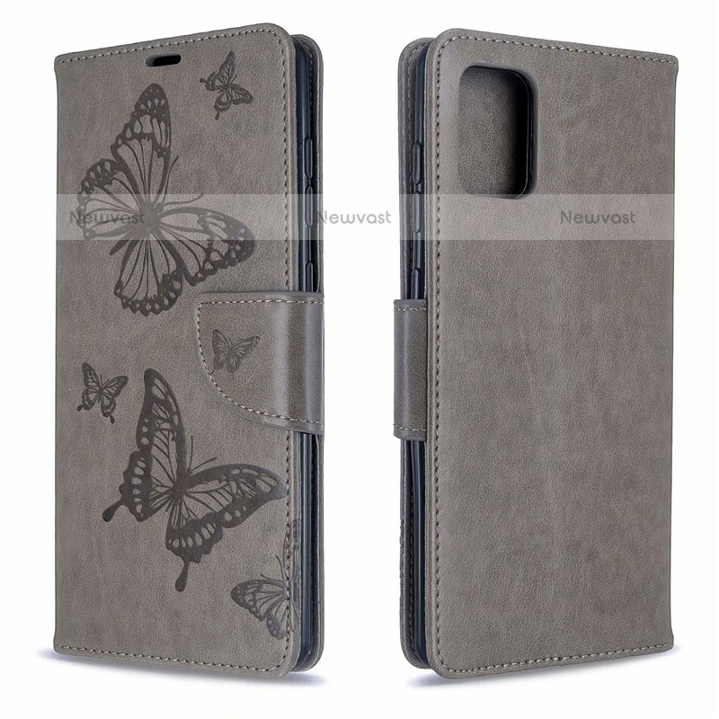 Leather Case Stands Flip Cover L17 Holder for Samsung Galaxy A71 4G A715 Gray