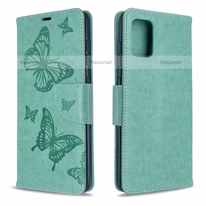 Leather Case Stands Flip Cover L17 Holder for Samsung Galaxy A71 4G A715 Green