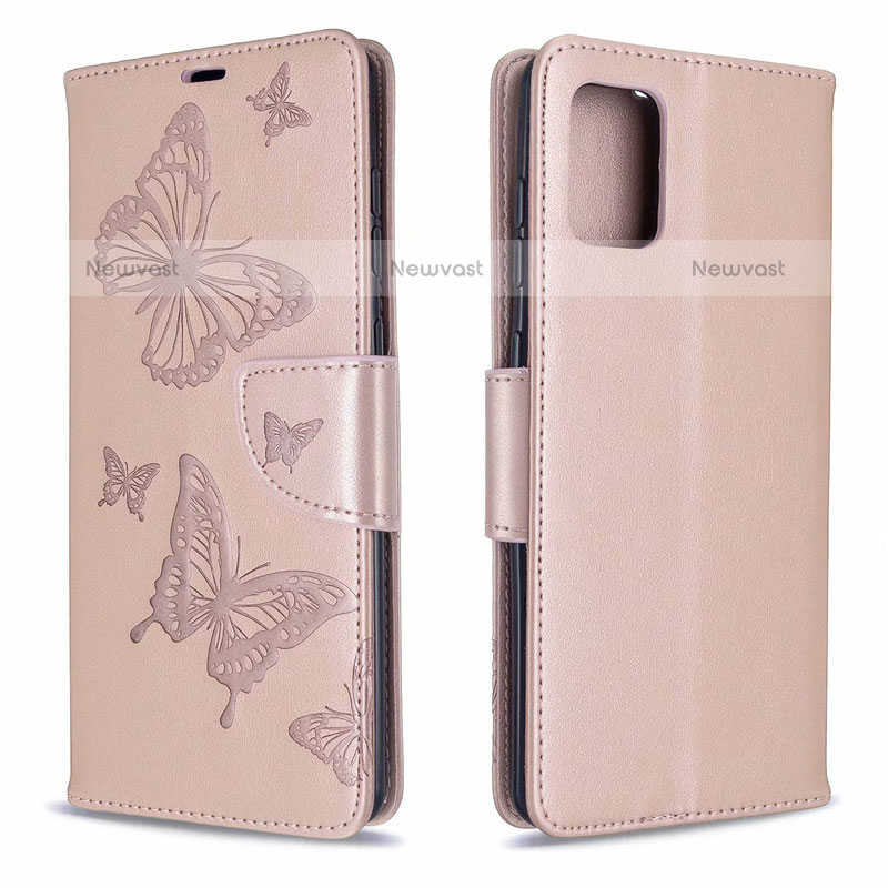 Leather Case Stands Flip Cover L17 Holder for Samsung Galaxy A71 4G A715 Rose Gold