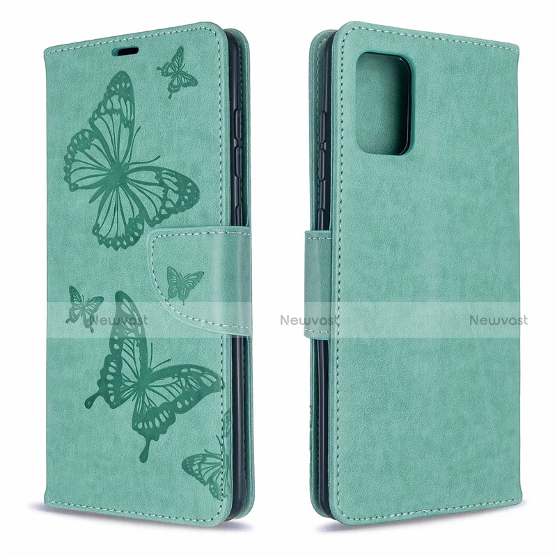 Leather Case Stands Flip Cover L17 Holder for Samsung Galaxy A71 5G Green